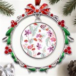 flawer Metal X mas Wreath Ribbon Ornament Front