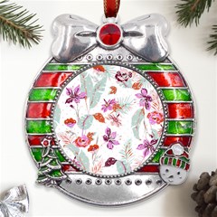 Flawer Metal X mas Ribbon With Red Crystal Round Ornament by saad11