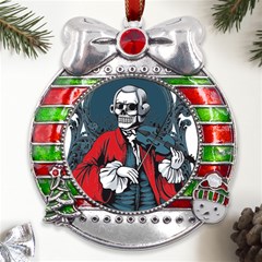 Ghost Metal X mas Ribbon With Red Crystal Round Ornament by saad11