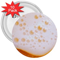 Beer Foam Texture Macro Liquid Bubble 3  Buttons (10 Pack)  by Cemarart