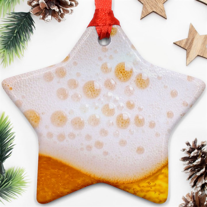 Beer Foam Texture Macro Liquid Bubble Star Ornament (Two Sides)