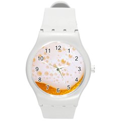 Beer Foam Texture Macro Liquid Bubble Round Plastic Sport Watch (m) by Cemarart