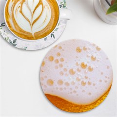 Beer Foam Texture Macro Liquid Bubble Uv Print Round Tile Coaster by Cemarart