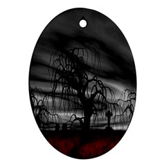 Grave Yard Dark Fantasy Trees Ornament (oval) by Cemarart