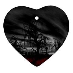 Grave Yard Dark Fantasy Trees Ornament (heart) by Cemarart