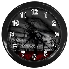 Grave Yard Dark Fantasy Trees Wall Clock (Black)