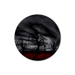 Grave Yard Dark Fantasy Trees Rubber Coaster (Round)