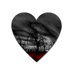 Grave Yard Dark Fantasy Trees Heart Magnet by Cemarart