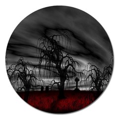 Grave Yard Dark Fantasy Trees Magnet 5  (Round)