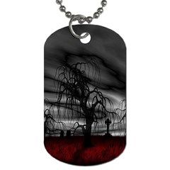 Grave Yard Dark Fantasy Trees Dog Tag (One Side)