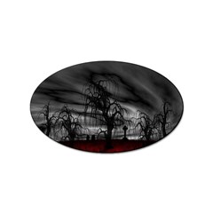 Grave Yard Dark Fantasy Trees Sticker Oval (10 pack)