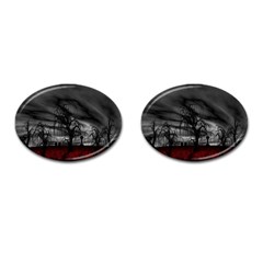 Grave Yard Dark Fantasy Trees Cufflinks (Oval)