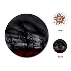 Grave Yard Dark Fantasy Trees Playing Cards Single Design (Round)