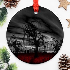 Grave Yard Dark Fantasy Trees Round Ornament (two Sides) by Cemarart