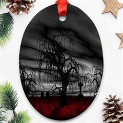 Grave Yard Dark Fantasy Trees Oval Ornament (Two Sides)