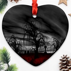 Grave Yard Dark Fantasy Trees Heart Ornament (Two Sides)