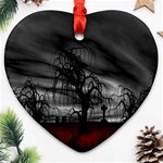 Grave Yard Dark Fantasy Trees Heart Ornament (Two Sides) Back