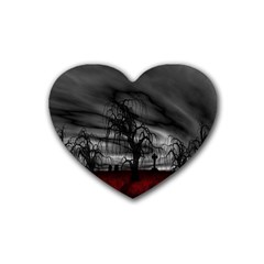 Grave Yard Dark Fantasy Trees Rubber Coaster (heart) by Cemarart