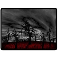 Grave Yard Dark Fantasy Trees Fleece Blanket (large) by Cemarart