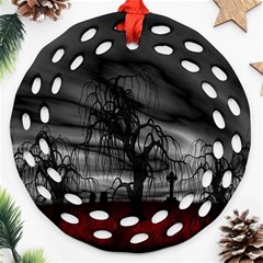 Grave Yard Dark Fantasy Trees Ornament (Round Filigree)