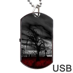 Grave Yard Dark Fantasy Trees Dog Tag USB Flash (Two Sides)