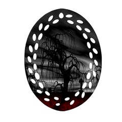 Grave Yard Dark Fantasy Trees Ornament (oval Filigree) by Cemarart