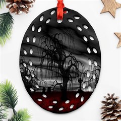 Grave Yard Dark Fantasy Trees Oval Filigree Ornament (Two Sides)