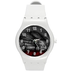 Grave Yard Dark Fantasy Trees Round Plastic Sport Watch (M)