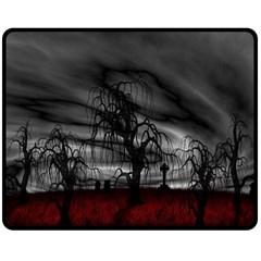 Grave Yard Dark Fantasy Trees Two Sides Fleece Blanket (medium) by Cemarart