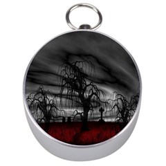 Grave Yard Dark Fantasy Trees Silver Compasses by Cemarart