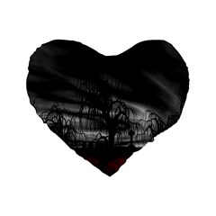 Grave Yard Dark Fantasy Trees Standard 16  Premium Flano Heart Shape Cushions