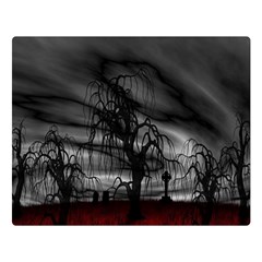 Grave Yard Dark Fantasy Trees Two Sides Premium Plush Fleece Blanket (large) by Cemarart