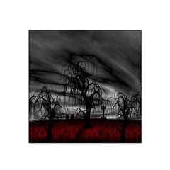 Grave Yard Dark Fantasy Trees Satin Bandana Scarf 22  X 22  by Cemarart