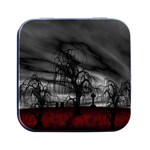 Grave Yard Dark Fantasy Trees Square Metal Box (Black) Front