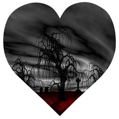 Grave Yard Dark Fantasy Trees Wooden Puzzle Heart