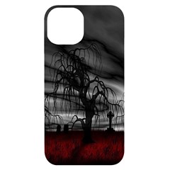 Grave Yard Dark Fantasy Trees Iphone 14 Black Uv Print Case by Cemarart