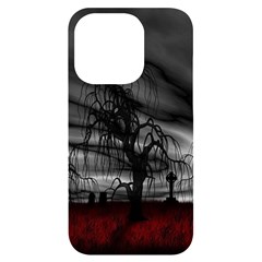 Grave Yard Dark Fantasy Trees Iphone 14 Pro Black Uv Print Case by Cemarart