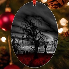 Grave Yard Dark Fantasy Trees UV Print Acrylic Ornament Oval