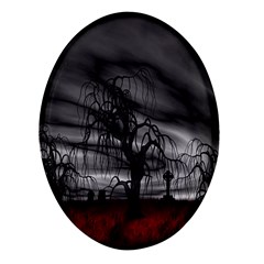 Grave Yard Dark Fantasy Trees Oval Glass Fridge Magnet (4 Pack) by Cemarart