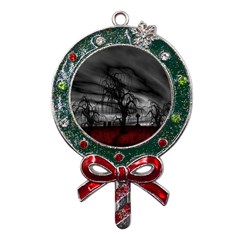 Grave Yard Dark Fantasy Trees Metal X mas Lollipop With Crystal Ornament by Cemarart