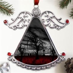 Grave Yard Dark Fantasy Trees Metal Angel With Crystal Ornament by Cemarart