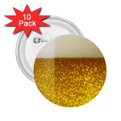 Light Beer Texture Foam Drink In A Glass 2 25  Buttons (10 Pack)  by Cemarart