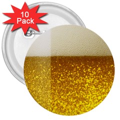 Light Beer Texture Foam Drink In A Glass 3  Buttons (10 Pack)  by Cemarart