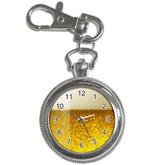 Light Beer Texture Foam Drink In A Glass Key Chain Watches by Cemarart