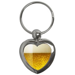 Light Beer Texture Foam Drink In A Glass Key Chain (heart) by Cemarart