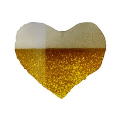 Light Beer Texture Foam Drink In A Glass Standard 16  Premium Heart Shape Cushions by Cemarart