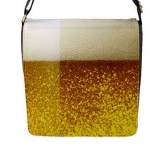 Light Beer Texture Foam Drink In A Glass Flap Closure Messenger Bag (l) by Cemarart