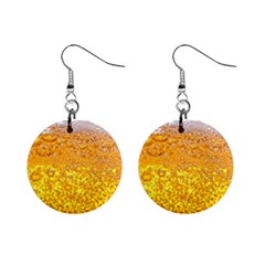 Liquid Bubble Drink Beer With Foam Texture Mini Button Earrings by Cemarart