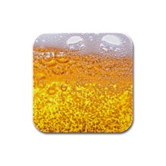 Liquid Bubble Drink Beer With Foam Texture Rubber Square Coaster (4 Pack) by Cemarart