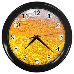 Liquid Bubble Drink Beer With Foam Texture Wall Clock (black) by Cemarart